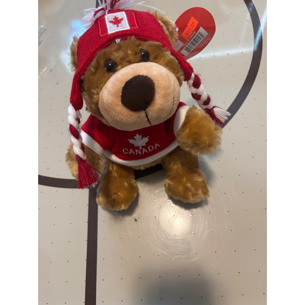 Canada Souvenir Teddy Bear Plush Red Knit Sweater and Winter Hat NWT